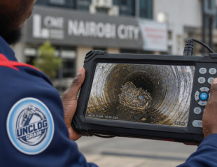 Professional CCTV drain inspection in Nairobi for blocked drains, sewer diagnosis, and pipe damage detection.